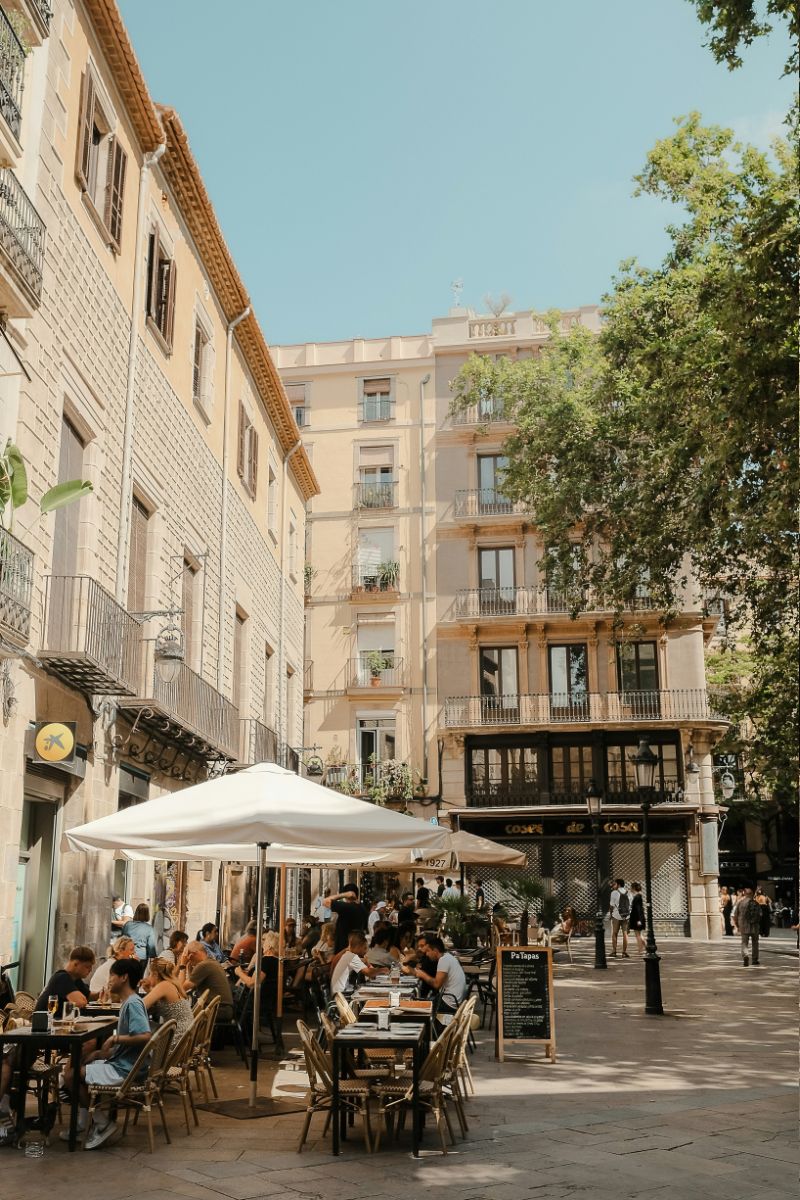 Explore Gay Barcelona - An outdoor cafeteria in Barcelona, Spain