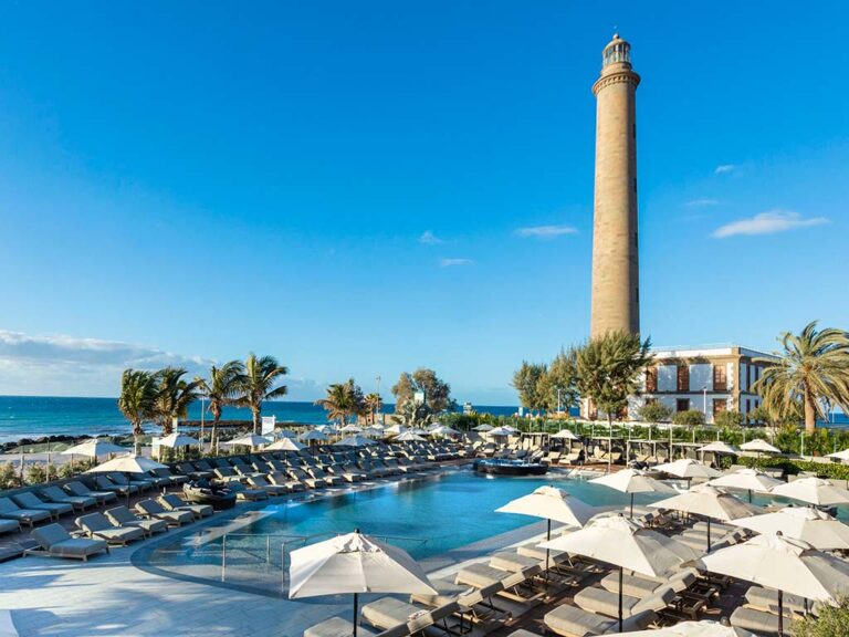 Stunning view of Hotel Faro, a Lopesan Collection Hotel, with Maspalomas Lighthouse